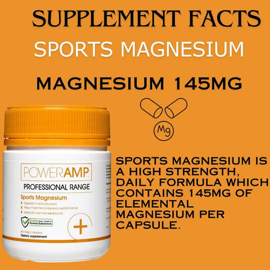 Sports Magnesium 60 Capsules - PowerAmp Sports
